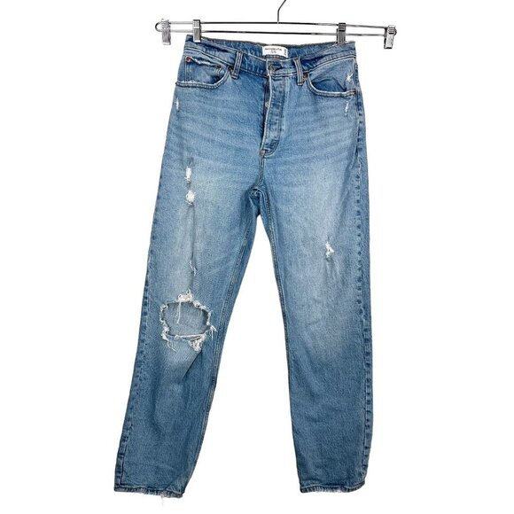 Abercrombie dad high rise distressed Straight leg jeans sz 30 - Picture 1 of 8